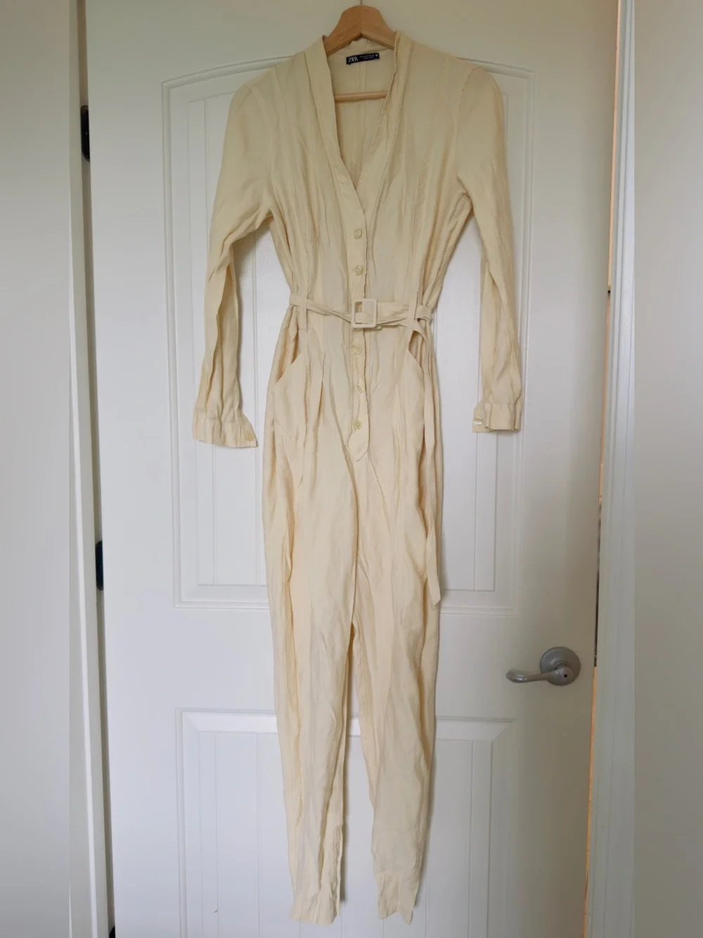 Zara Cream Utility Jumpsuit with Belted Waist - Picture 10 of 10